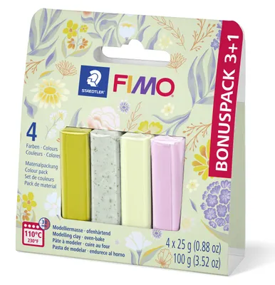 Produktbild von STAEDTLER FIMO soft 8023 ofenhärtende Modelliermasse Farbset "floral" mit 4 Halbblöcken je 25