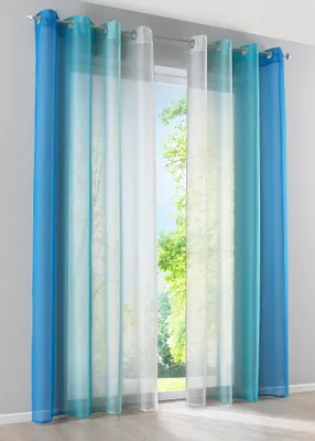 Produktbild von 2er Pack Gardinen Vertikal Farbverlauf Druck Transparent »Modena« mit Ösen und Raffhalter, Vorhang, Dekoschal HxB 245x140 cm Blautöne 10000183