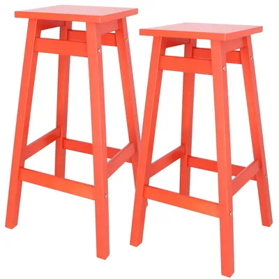 Hocker 'Laira' aus Kiefernholz, Koralle, 70 cm