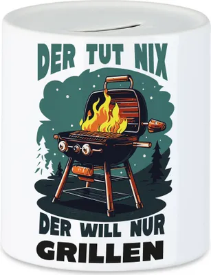Produktbild von Der tut Nix der will nur Grillen Spardose Papa Vater Opa BBQ Geschenk Grillmeister