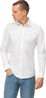 Produktbild von Olymp Businesshemd super slim fit weiß einfarbig Baumwolle