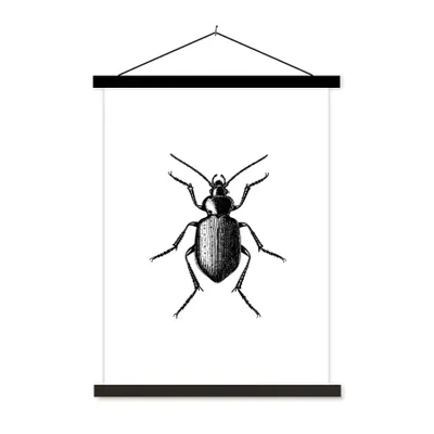 Produktbild von MuchoWow® Textilposter Käfer - Tiere - Vintage - Schwarz und weiß 90x120 cm mit schwarzem Rahmen - Dekoration