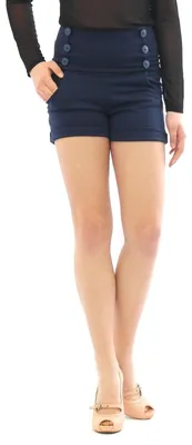 Immagine prodotto di Pantaloncini a vita alta con tasche pantaloni corti blu scuro S-M