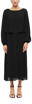 Produktbild von s.Oliver Damen Midi-Kleid – U-Boot-Ausschnitt, Langarm, Crêpe