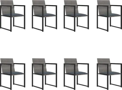 Produktbild von vidaXL 9-tlg. Garten-Essgruppe mit Kissen Poly Rattan Grau