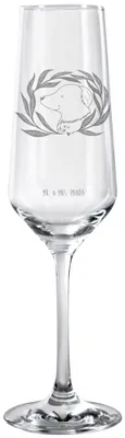 Produktbild von Mr. & Mrs. Panda Champagnerglas Hund Blumen - Transparent - Geschenk, Sektflöte, Sprüche, graviertes sektglas, graviert, Glas, Niedlich, Ranke, Flute, Hundeliebe, Hunde