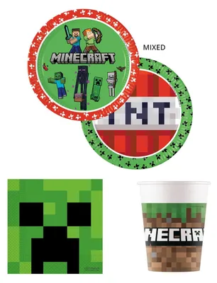 Minecraft Partyset, 52-teilig, Feiergeschirr, Tischdekoration