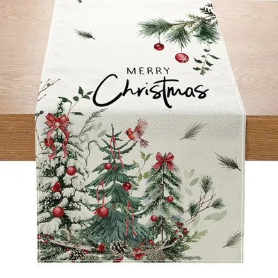 Tafellauf mit Weihnachtsbäumen 33x183 cm