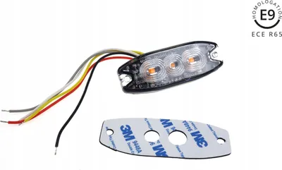 Zdjęcie produktu dla Lampa błyskowa ostrzegawcza płaska 3 LED R65 R10 12-24V AMIO-02297