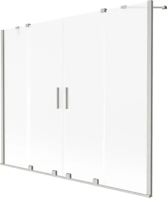Produktbild von Mexen Velar Duo Badewannen-Faltwand 2-flügelig verschiebbar 190 x 150 cm, Frost, gebürstetes Nickel - 896-190-000-32-97