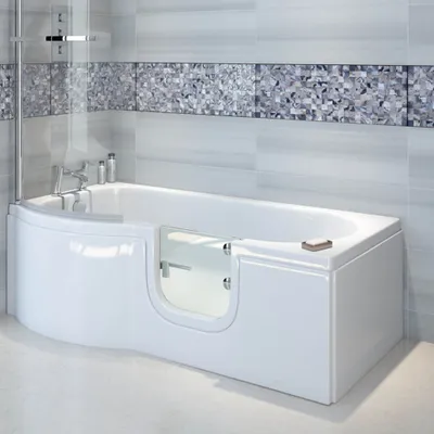 Produktbild von HAK Badewanne 167,5x85/75cm Komplettset Links Acryl/ABS Weiß für Senioren & Pflegebedürftige 1 Tür 170 Liter 40% schnellerer Ablauf