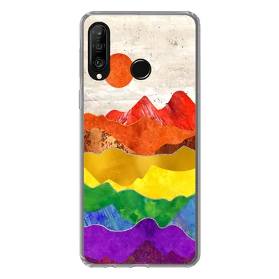 Produktbild von MuchoWow® Handyhülle Schutzhülle Hülle für Huawei P30 Lite Regenbogen - Marmor - Stolz Silikon Softcase Handy Hülle - Handyhülle
