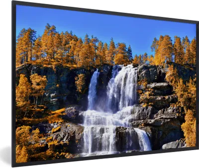 Produktbild von MuchoWow® Gerahmtes Poster Wasserfall - Norwegen - Natur 90x60 cm - Poster mit Schwarzem Bilderrahmen Wandposter Rahmen Foto Bilder - Fotorahmen - Foto-Plakat