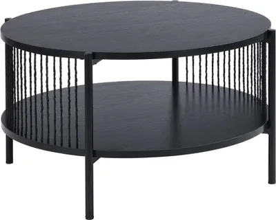 Obrázok produktu pre HowHomely | Rozkladací stolík - Konferenčný stolík - čierny - 74 x 74 x 41 cm - Konferenčný stolík - loftový štýl