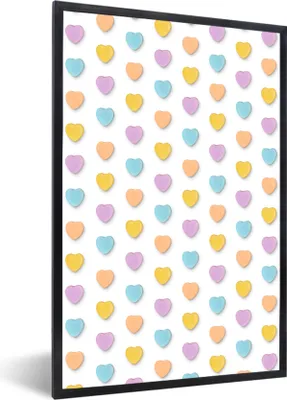 Produktbild von MuchoWow® MuchoWow® Gerahmtes Poster Herz - Muster - Pastell 40x60 cm - Poster mit zchwarzem Bilderrahmen - Papierdruck - Wandbilder