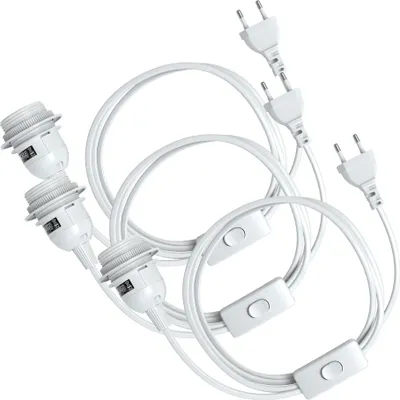 Produktbild von EAZY CASE 3x E27 Lampenfassung mit Kabel 5m, aus Kunststoff, mit Ein- und Ausschalter, Sockeladapter in Weiß