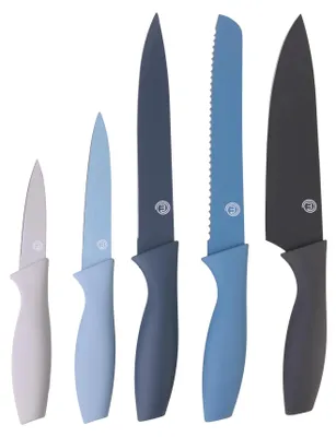Produktbild von MasterChef Messer Set, Messerset mit 5 Scharfes Küchenmesser, Blau