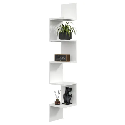 Produktbild von Eck-Wandregal Midi 149 cm – modernes Hängeregal für Ecken – platzsparendes Regal für Wohnzimmer, Flur, Bad oder Küche