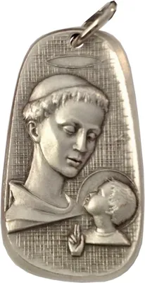 Imagen del producto de Medalla de San Antonio con el Niño Jesús, plata de ley, tamaño medio, joya religiosa
