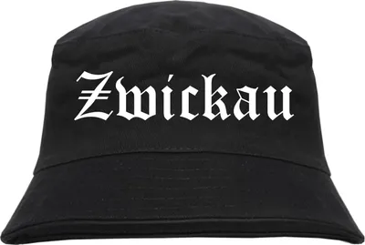 Produktbild von Zwickau Fischerhut - Altdeutsch - bedruckt - Bucket Hat Anglerhut Hut S/M Schwarz