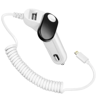 Obrázek produktu pro Nabíječka do zapalovače s nabíjecím kabelem Lightning, 1A - bílá