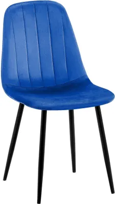 Immagine prodotto di Sedia da pranzo con rivestimento in velluto - Sedia da cucina - Elevato comfort, struttura in metallo nero | Colore: blu