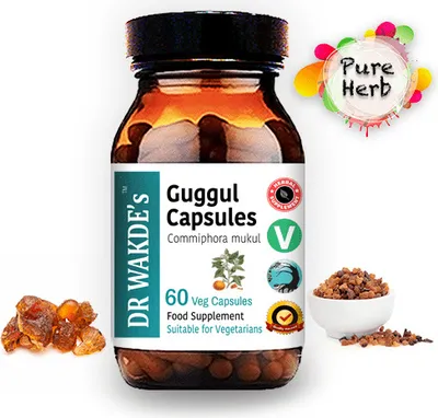 Immagine prodotto di DR WAKDE'S Guggul Capsule (Mirra Mukul | Commiphora Mukul) | 60 Capsule Vegi | Integratore Ayurvedico | Vegano | 100% Erbe | Sconto Stesso Giorno | Sconto Stesso Giorno