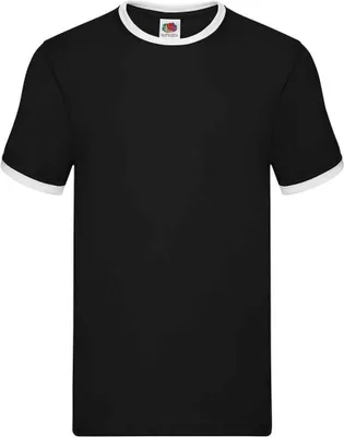 Produktbild von Fruit of the Loom - "Ringer" T-Shirt für Herren PC5566 (L) (Schwarz/Weiß)