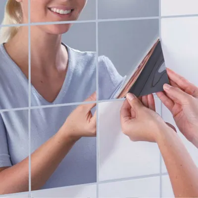 Produktbild von 9 Stück selbstklebende wasserdichte Spiegeloberfläche Wandaufkleber Home Badezimmer Aufkleber
