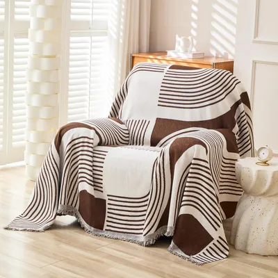 Produktbild von Weicher Chenille-Sofaüberzug, 180 x 230 cm, in Kaffeebraun