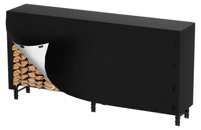 Produktbild von Ikodm Kaminholzregal mit Abdeckhaube, 244 × 34,5 × 124 cm, Metall, Schwarz, für Garten und Terrasse