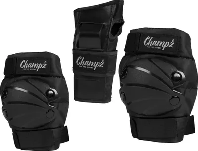 Produktbild von Champz Skate Schutzset für Kinder - Schutzausrüstung für Skaten, Schwarz, Größe 35-38 EU