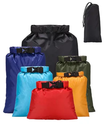 Produktbild von Wasserdichte Packsäcke Trockensack - Set mit 6 Stück - 1,5 bis 8 l - Polyester mit PolyurethanBeschichtung - Für Kajak und Camping