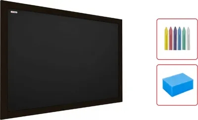 Produktbild von Kreidetafel mit Schwarz Holzrahmen 120x90cm + Zubehör
