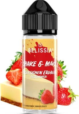 Produktbild von Belissia Shake and Make Käsekuchen-Erdbeer - 10ml hochdosiertes Lebensmittelaroma + 120ml Schüttelflasche - Für Backen, Speisen, Getränke, DIY uvm