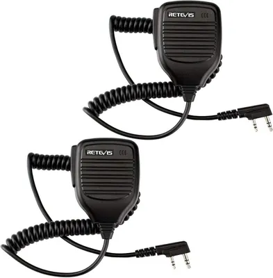 Produktbild von Retevis Funkgerät Lautsprecher Mikrofon 2 Pin Funkgeräte Profi Lautsprechermikrofon Kompatibel RT24 RT24V RT27 Für Jagd und Schießen(2 STK)