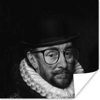 Produktbild von MuchoWow® Poster Porträt von Wilhelm I. - Adriaen Thomasz - Schwarz und Weiß 75x75 cm - Wand Dekoration