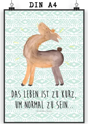 Produktbild von Mr. & Mrs. Panda Bild Lama Stolz DIN A4 - Aztekenblau - Geschenk, Lamas, Kunstdruck, Family, Familie, Hippie, kunstposter, drucke, Plakat, Wandbild, Kumpel