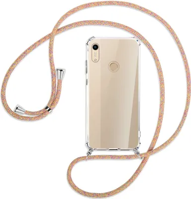 Produktbild von Handykette Backcover-Schutzhülle mit Band (Metall silberfarben) für Honor 8A / Huawei Y6s 2019 - Rainbow