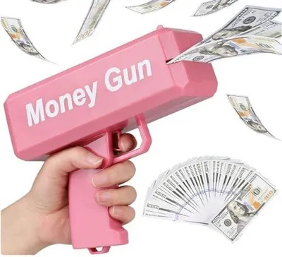 Zdjęcie produktu dla Pistolet na pieniądze różowy do strzelania banknotami imprezy wesele 100