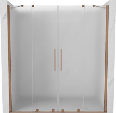 Produktbild von Mexen Velar Duo Schiebetür Duschkabine 180 cm, frost, gebürstetes Kupfer - 871-180-000-32-65