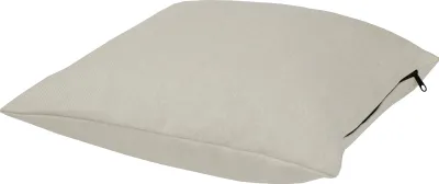 A beige cushion is shown from a side angle against a white background.
