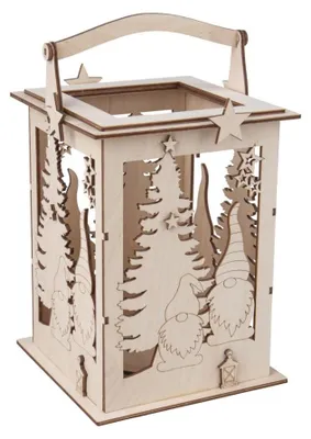 Produktbild von Rayher Holz Laterne Wichtel, mit Griff, 15,3 x 15,3 x 26,5 cm, Holzbausatz, 31-t