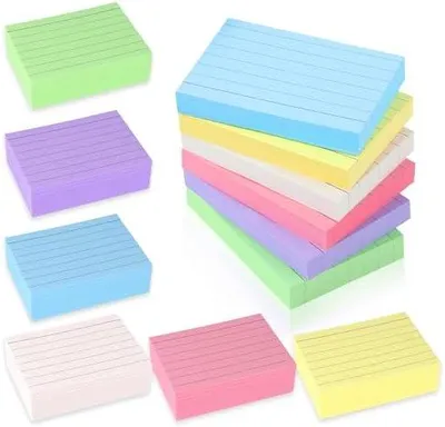 Produktbild von 1200er Karteikarten a8 Liniert - aus 150g/m? Verdicktes Papier Bunt Lernkarten | Beidseitig Liniert, Vokabelkarten/Flashcards(5.2 x 7.4cm) für Formeln & Notizen,Index Cards für Schule Büro