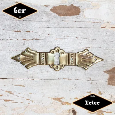 Produktbild von Schlüsselplatte,Serie"Trier",6er Pack| in Messing pat.|H3,3xB12,3cm