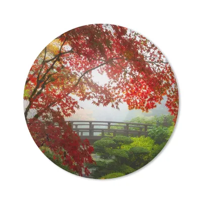 Produktbild von MuchoWow® Mauspad Mousepad Japanischer Ahorn - Bäume - Brücke - Natur - Japanisch 20x20 cm - Mousepads - Maus Mat - Pad - Mausunterlage - Schreibtischmatte