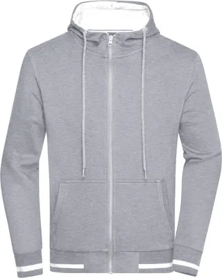 Produktbild von Sweat-Jacke mit Reißverschluss und Kapuze grey-heather/white, Gr. XXL