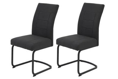 Produktbild von Hela Tische, 2er Set Esszimmerstuhl Freischwinger Brindisi, Bezug Webstoff Anthrazit, Vierkant Metall Füße Schwarz, XL Sitzbreite, Komfortsitz mit Federkorb, 140kg belastbar