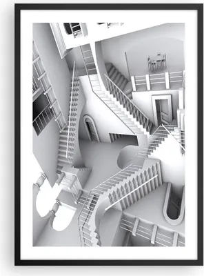 Produktbild von Gerahmtes Poster - Schwarzer Rahmen - Wissenschaft Illusion Treppen - 50x70 cm - Wand Bild - Wanddeko - Wandbilder - Wandposter - Bilderrahmen - Bilder - Kunstdruck - Wandbild - P2BPA50x70-4277