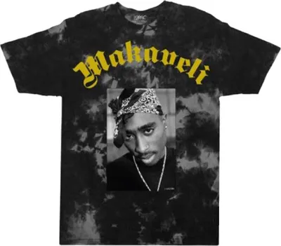 Produktbild von Tupac T-shirt L Makaveli Acid-Wash & Rückseitendruck Grau
